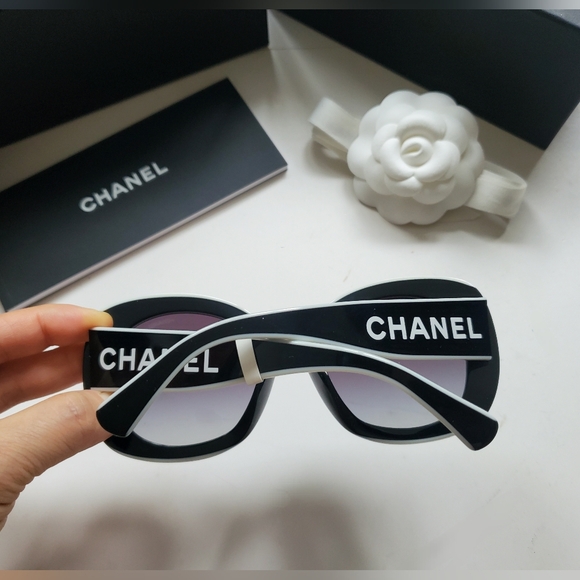 Chanel Logo Two Tone slSquare Sunglasses Brand New - Picture 5 of 8